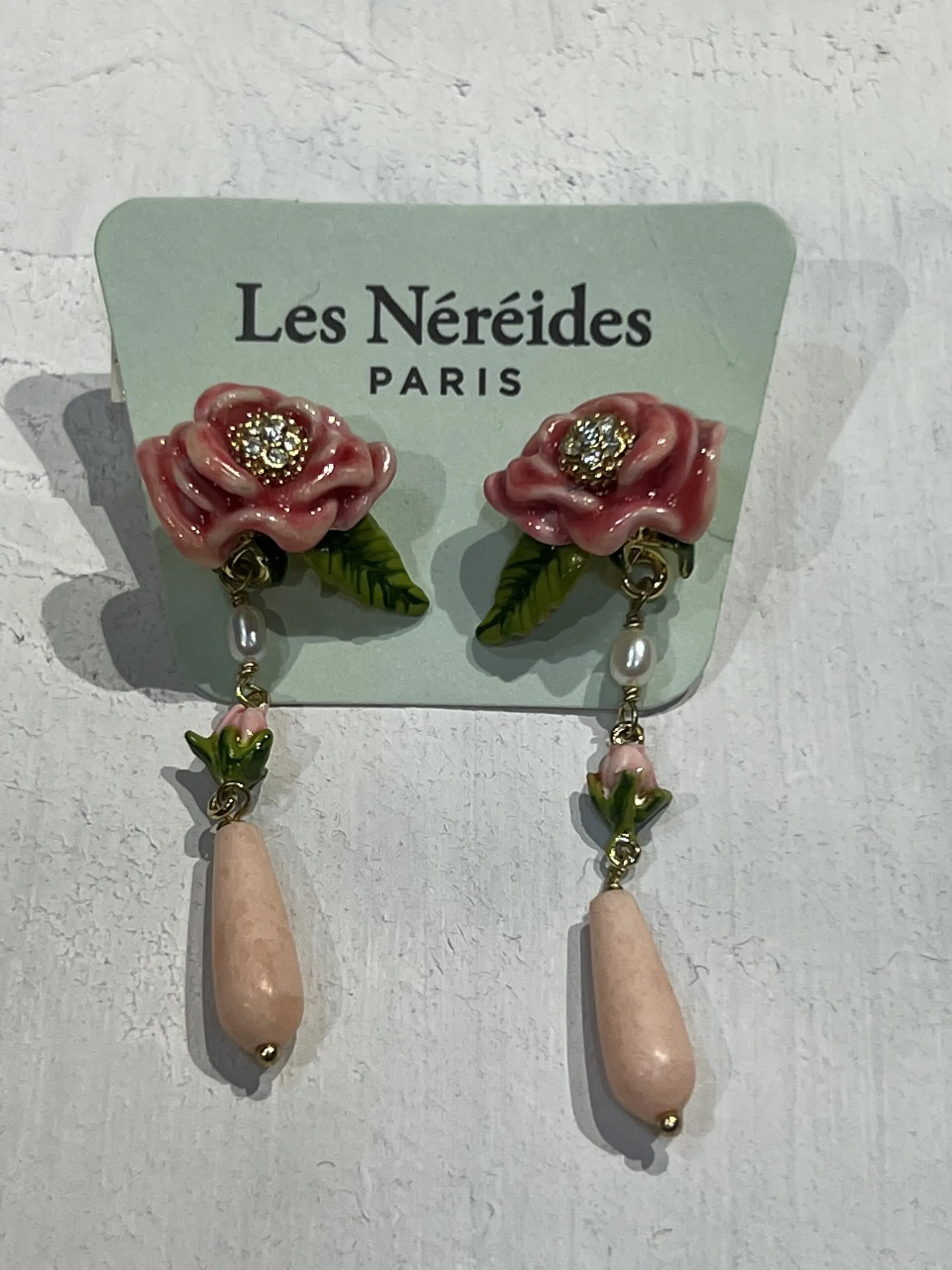 -Orecchini Les Nèrèides Rosa con Pendente