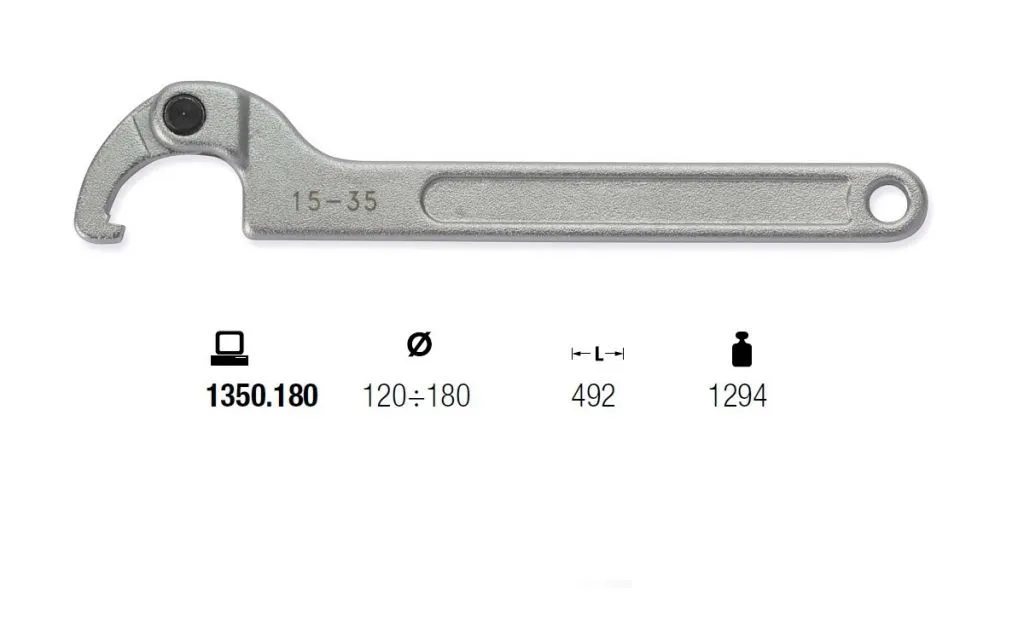 1350.180 CHIAVE A SETTORE SNODATA MUNDIAL Ø120÷180 L=3492 NASELLO QUADRO 