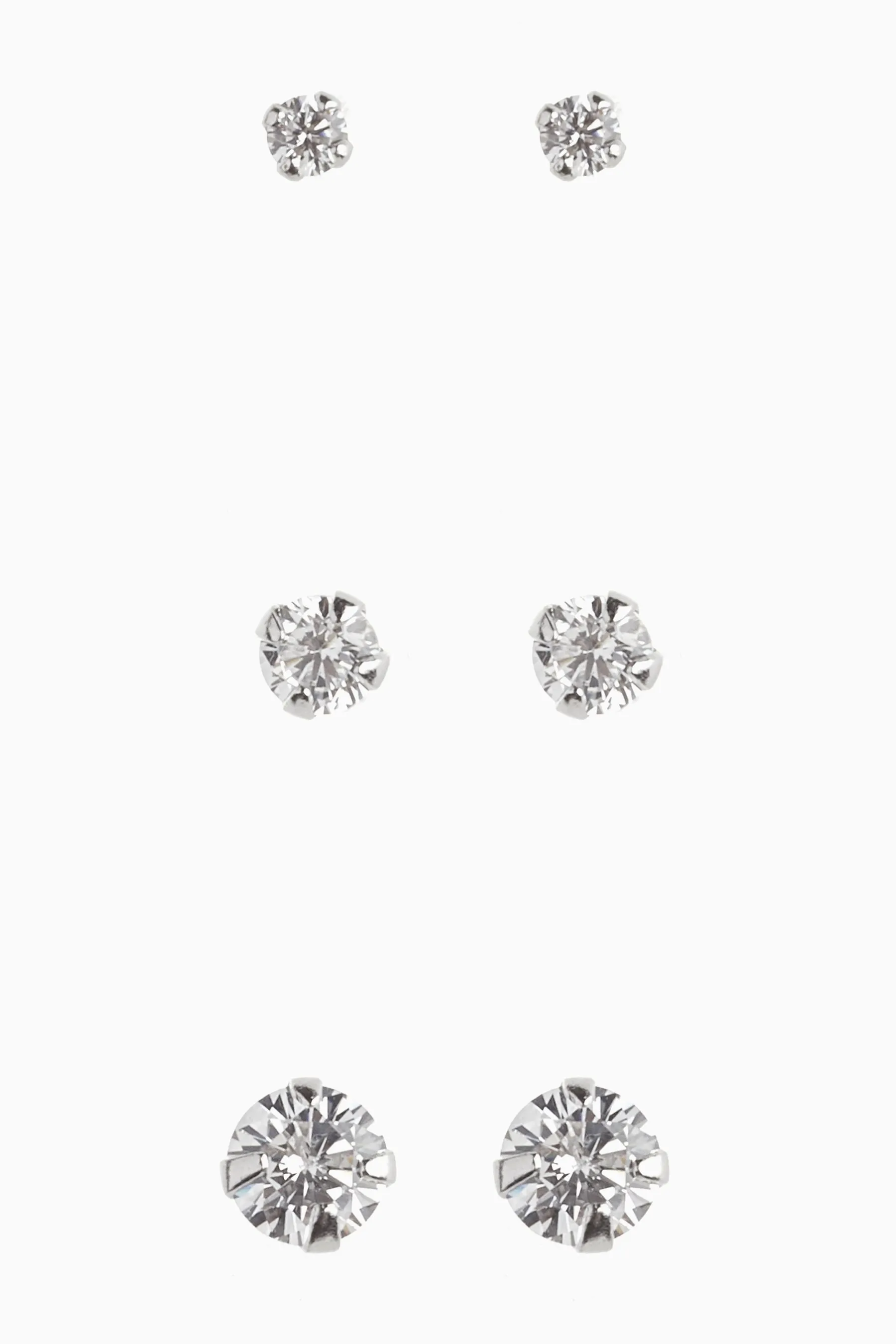 Argento sterling  - Confezione da 3 orecchini a bottone con cristalli