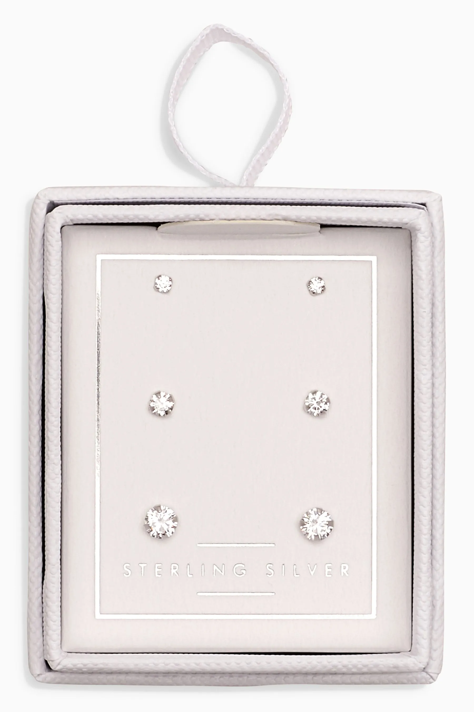 Argento sterling  - Confezione da 3 orecchini a bottone con cristalli