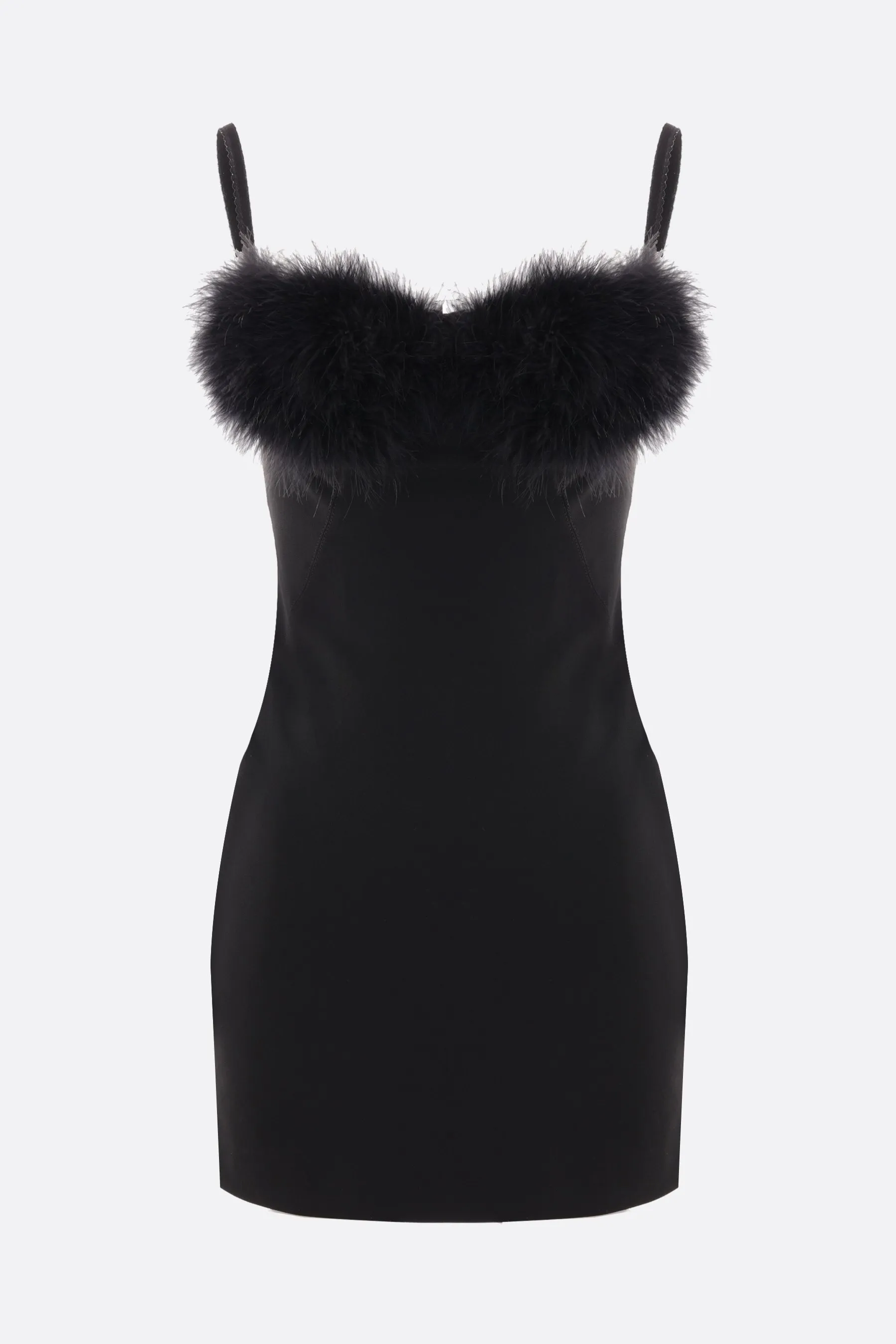  BLUMARINE miniabito in jersey compatto con piume 