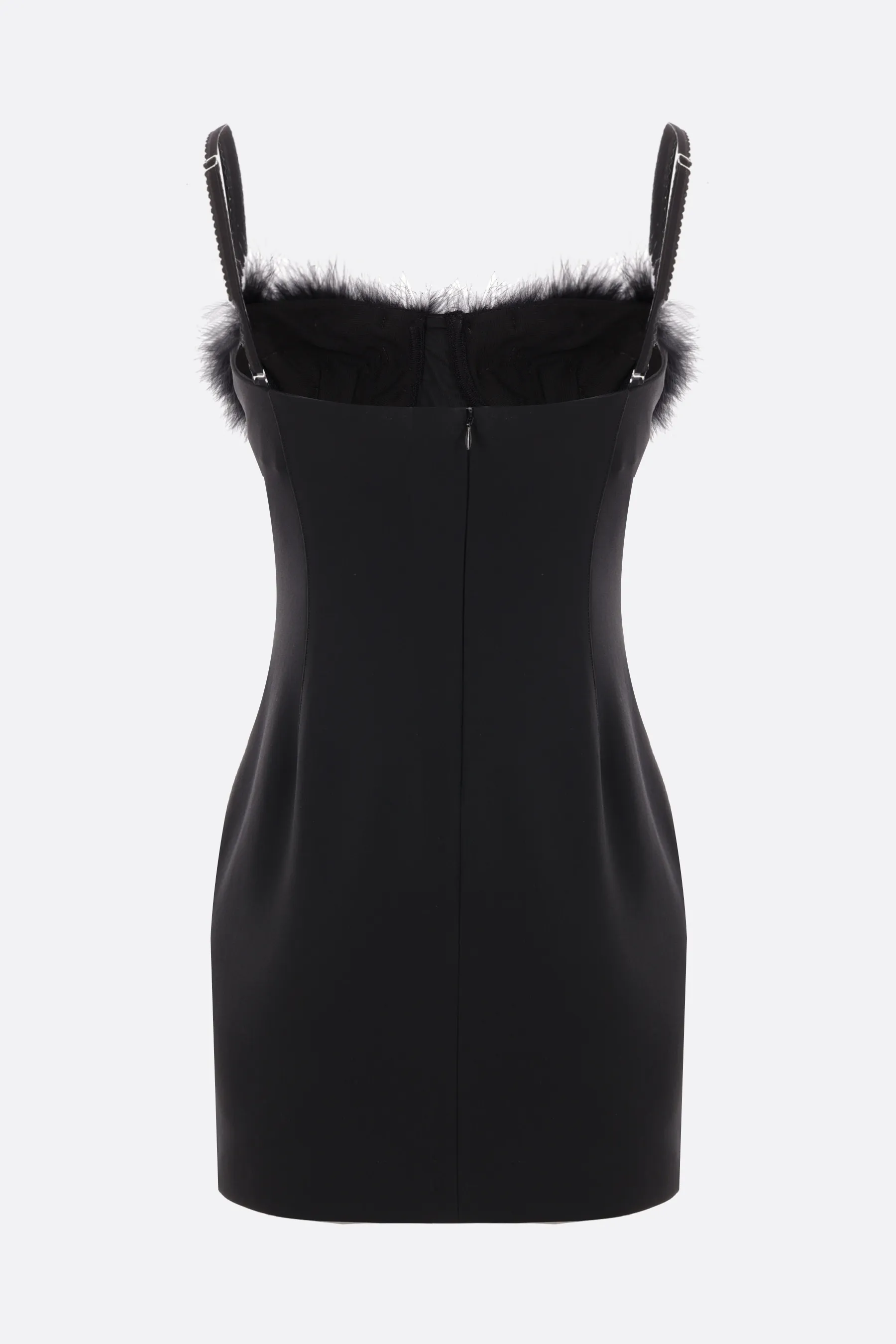  BLUMARINE miniabito in jersey compatto con piume 