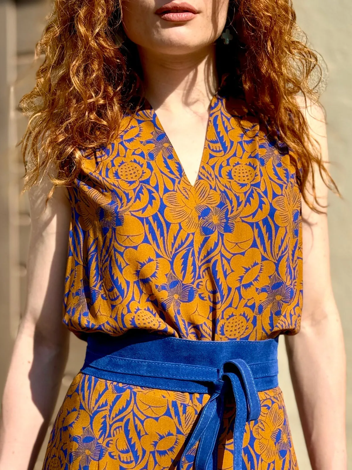Blusa fantasia con colletto camicia