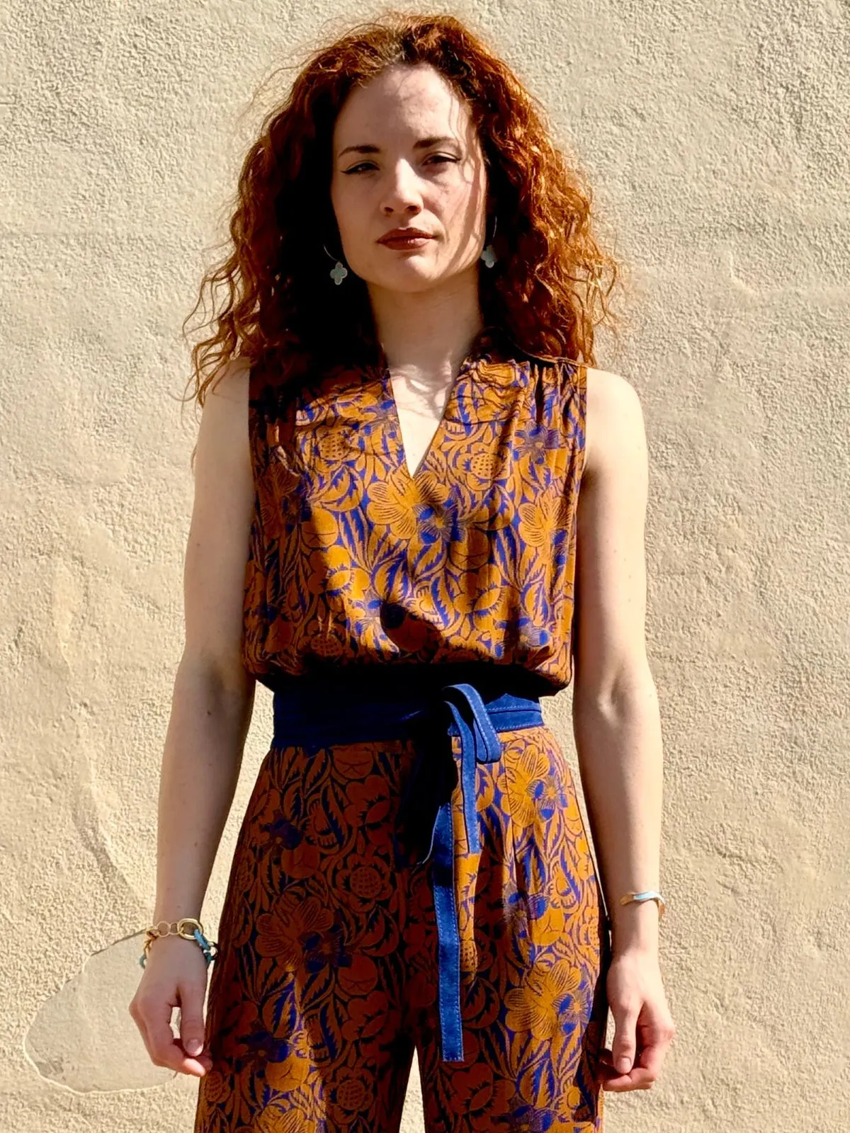 Blusa fantasia con colletto camicia