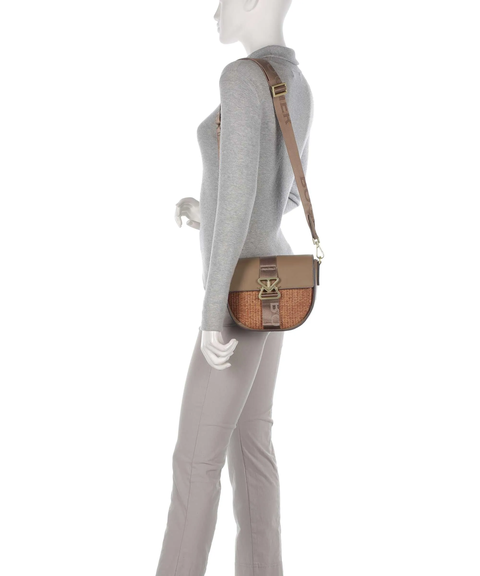  Bogner Zuoz Rafia Cassy Borsa a spalla pelle di vacchetta grana, libro marrone  