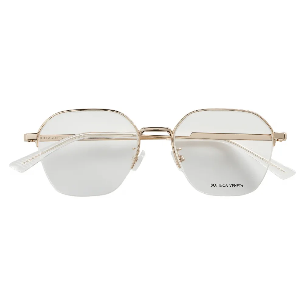 Bottega Veneta - Occhiali da Vista Panthos Semi-Senza in Metallo - Oro Trasparente - Bottega Veneta Eyewear