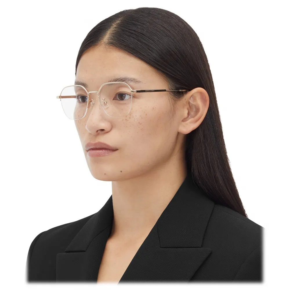 Bottega Veneta - Occhiali da Vista Panthos Semi-Senza in Metallo - Oro Trasparente - Bottega Veneta Eyewear