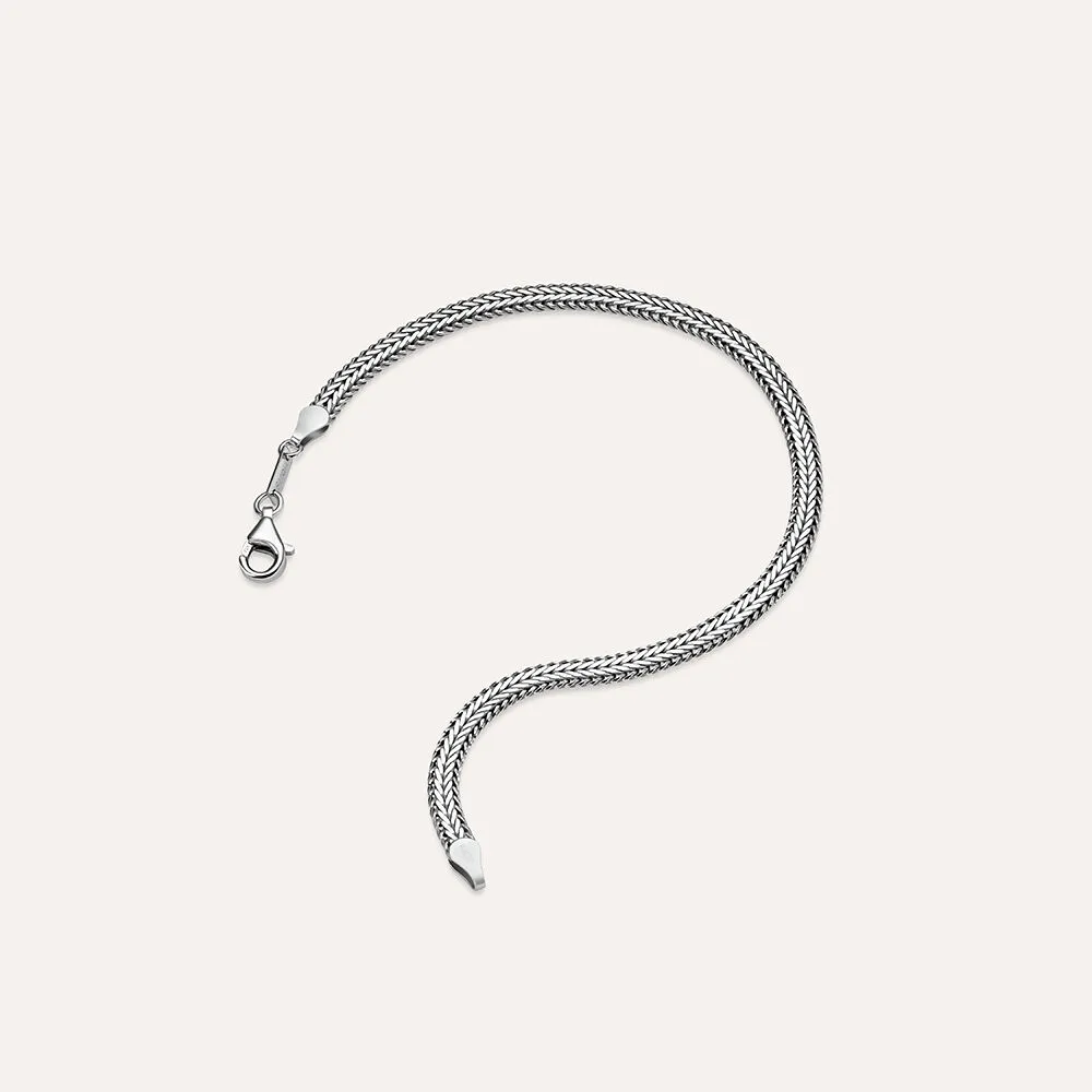 Bracciale Catena Gentleman Argento Rodiato 925/1000 Maglia Treccia 21 cm 1671310