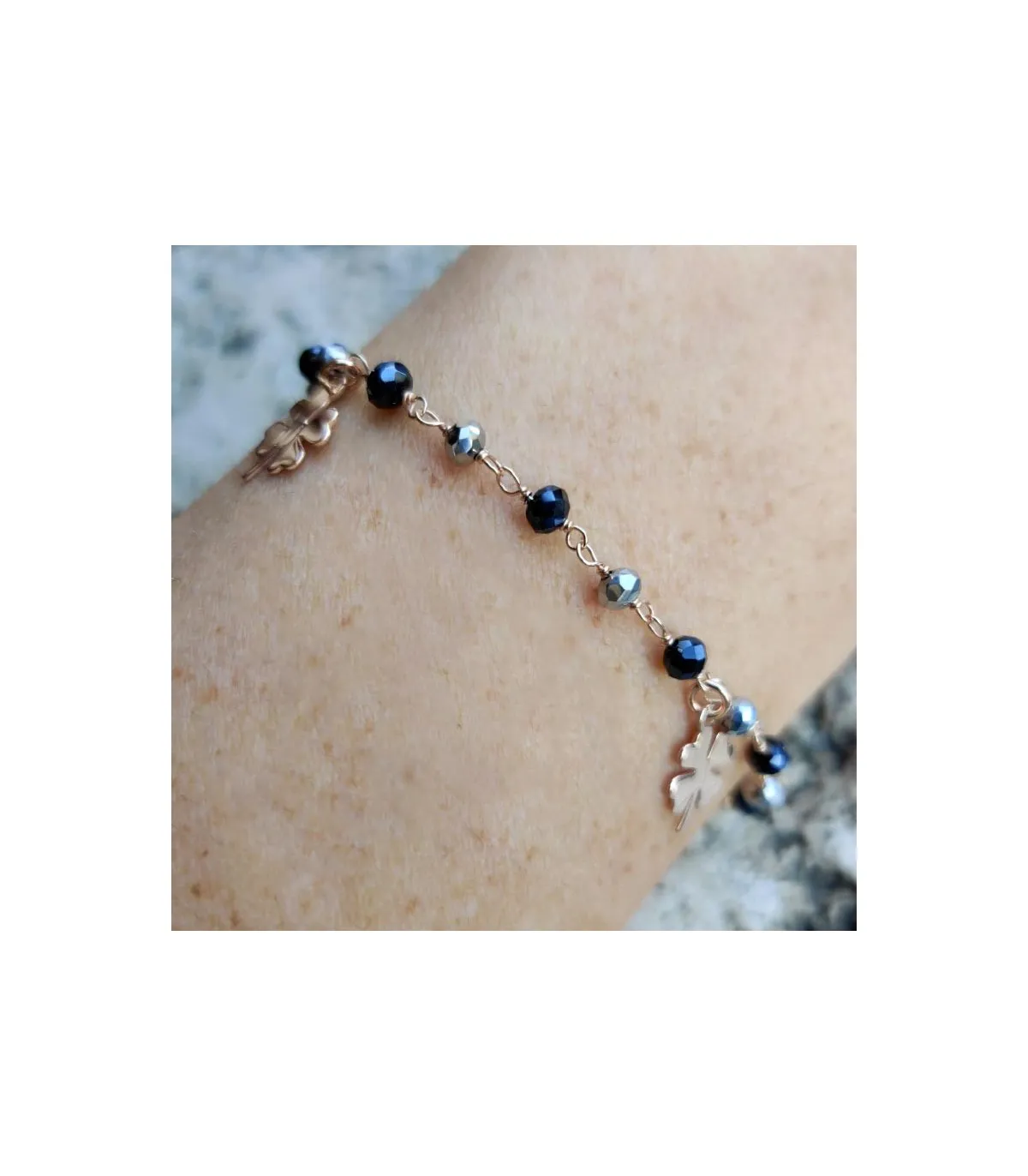 Bracciale Donna Raggi Quadrifogli Argento 925 Rosa Pietre Colorate
