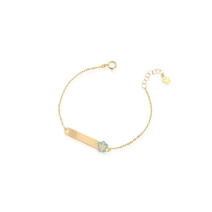 Bracciale in Oro Giallo con Targhetta e Angelo Azzurro Bimbo Roberto Giannotti