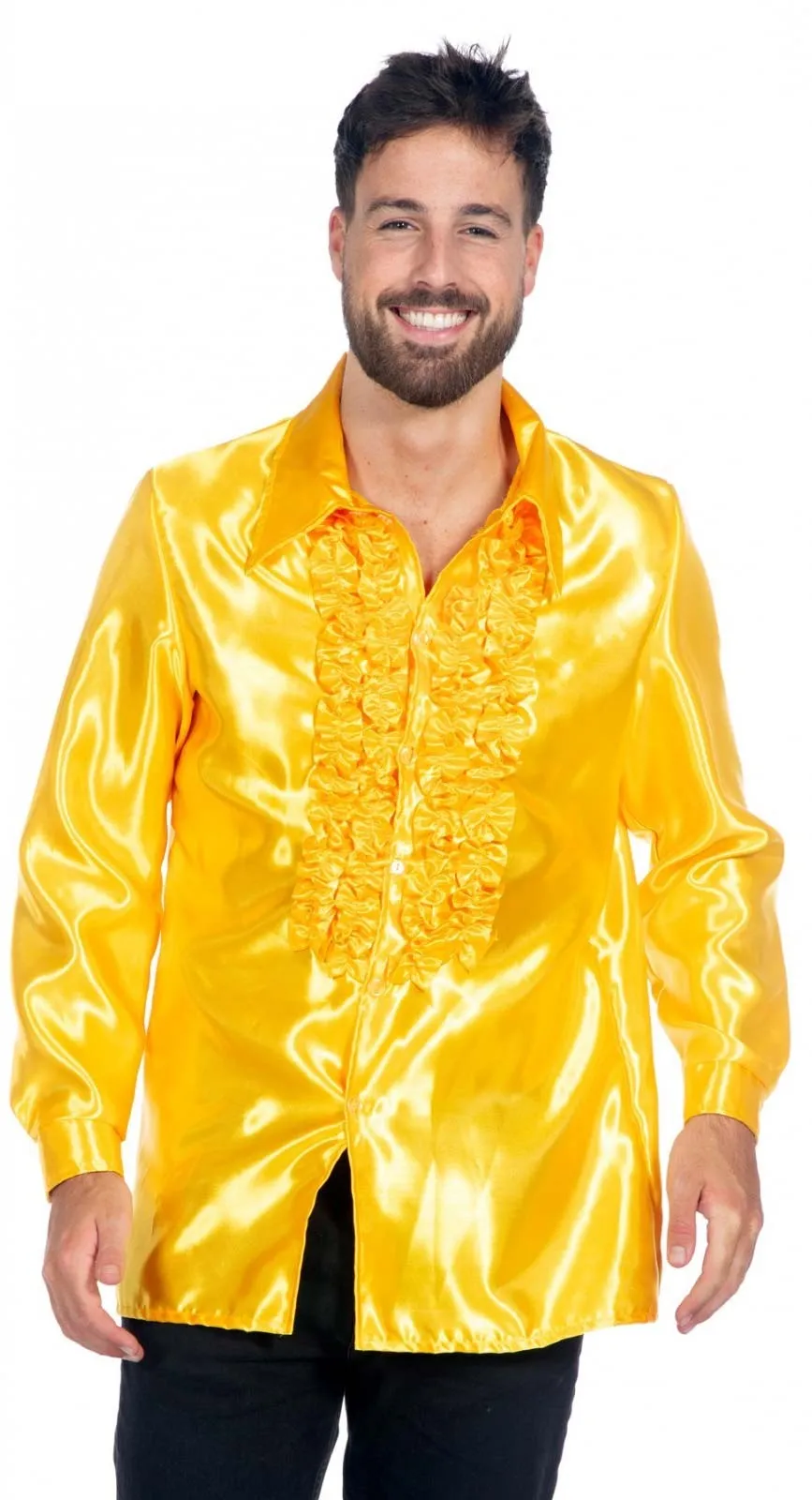 Camicia gialla con volant per uomo