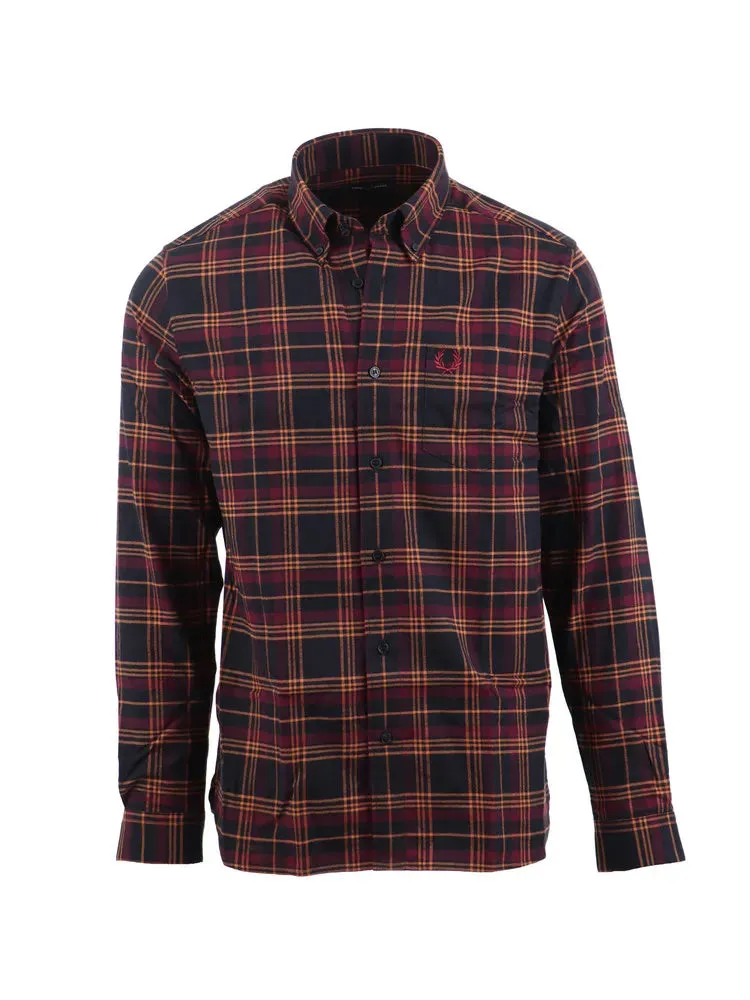 Camicia Twill Tartan Fred Perry Bordeaux da Uomo