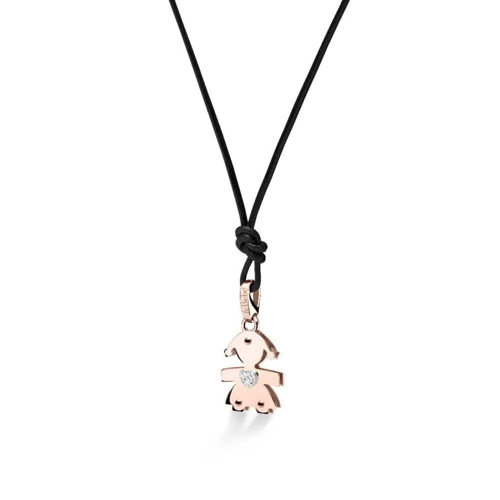 Ciondolo leBebe LBB067 Classici bimba oro rosa cuore diamanti ct 0,03