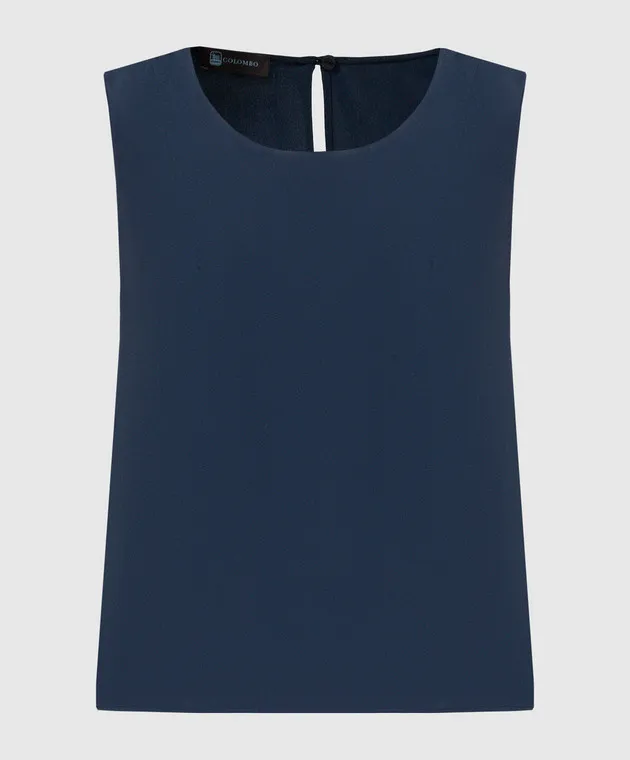 COLOMBO Top blu con seta CM00326T0577U