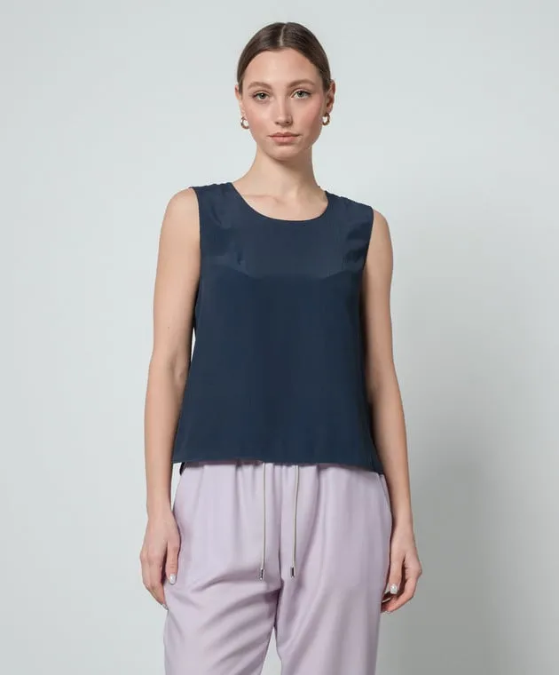 COLOMBO Top blu con seta CM00326T0577U