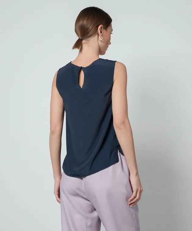 COLOMBO Top blu con seta CM00326T0577U