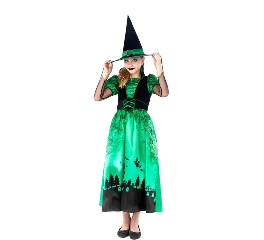 Costume da strega verde per bambina