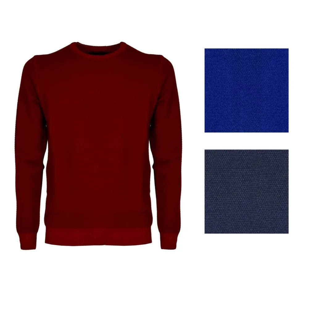 FERRANTE maglia uomo girocollo nido d'ape U22108 lana Merino MADE IN ITALY