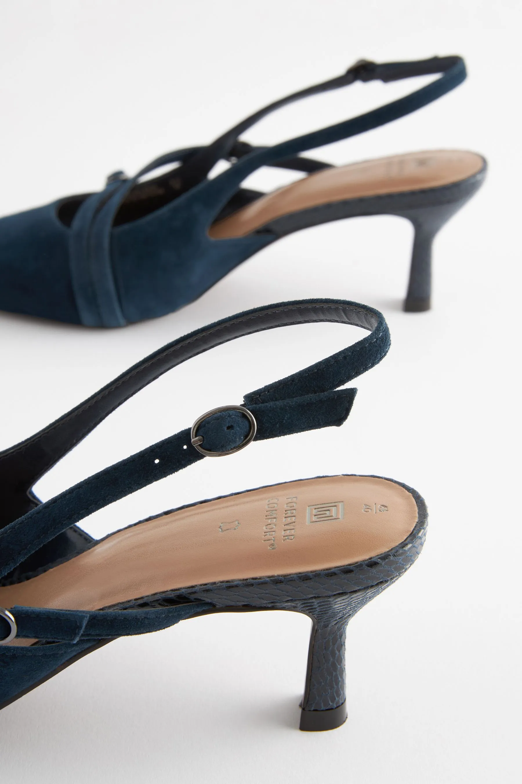 Forever Comfort® - Scarpe in pelle con tacco con cinturino posteriore e fibbia