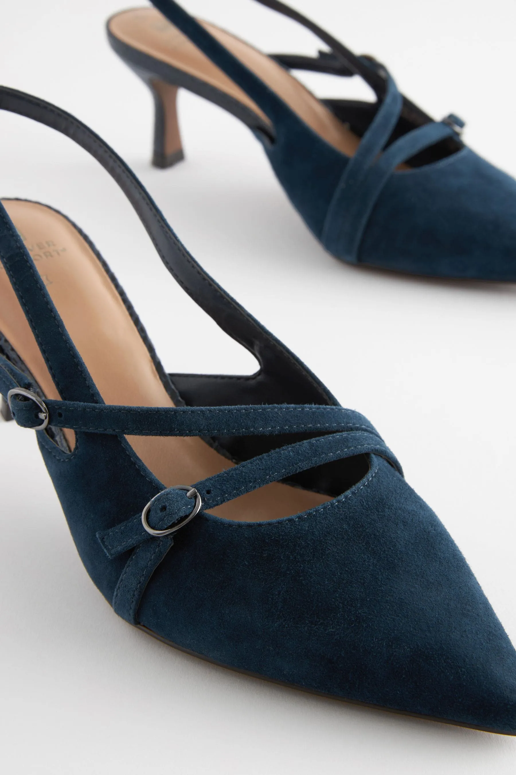 Forever Comfort® - Scarpe in pelle con tacco con cinturino posteriore e fibbia