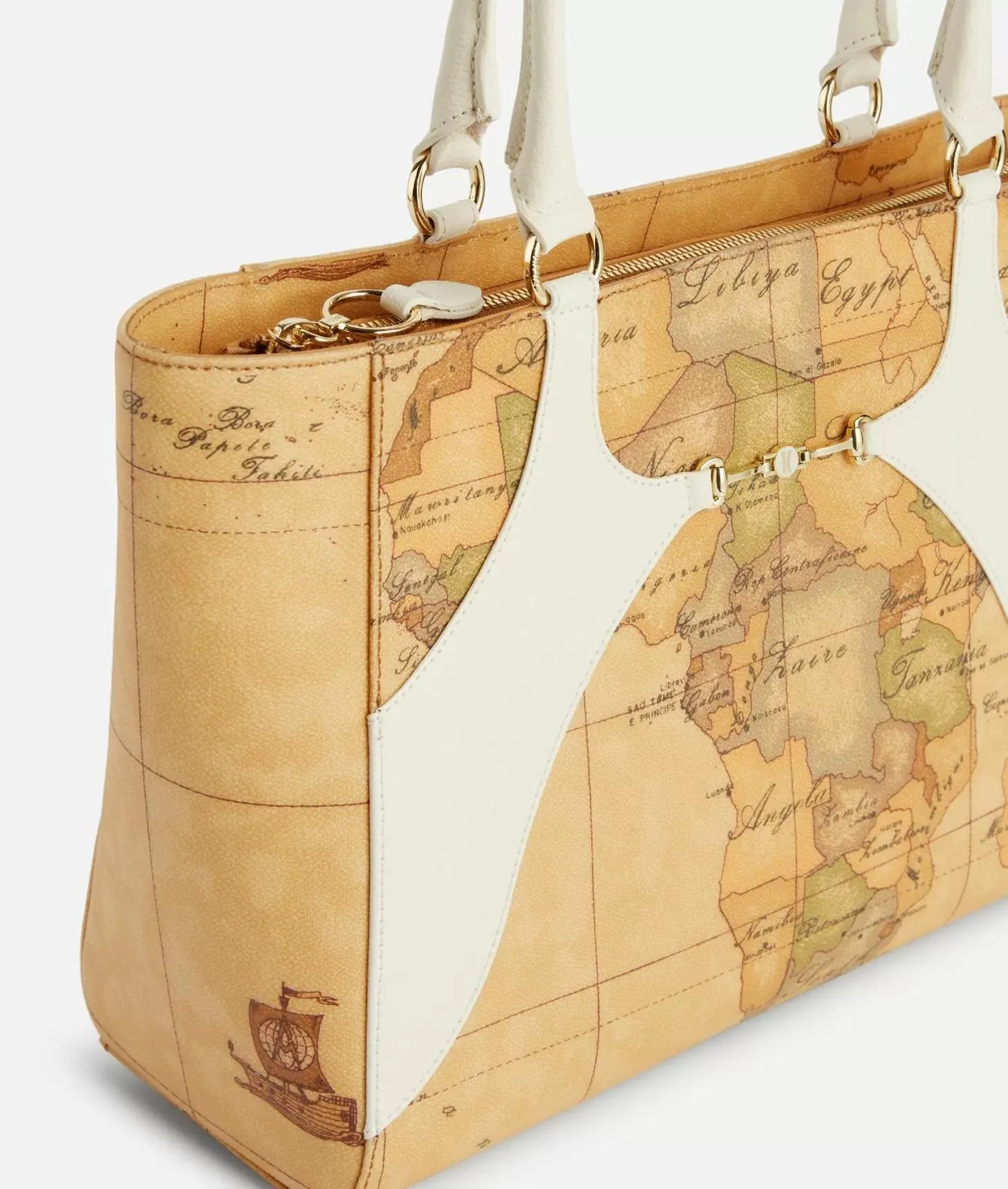 Geo Mira borsa shopping Bianco Cotton