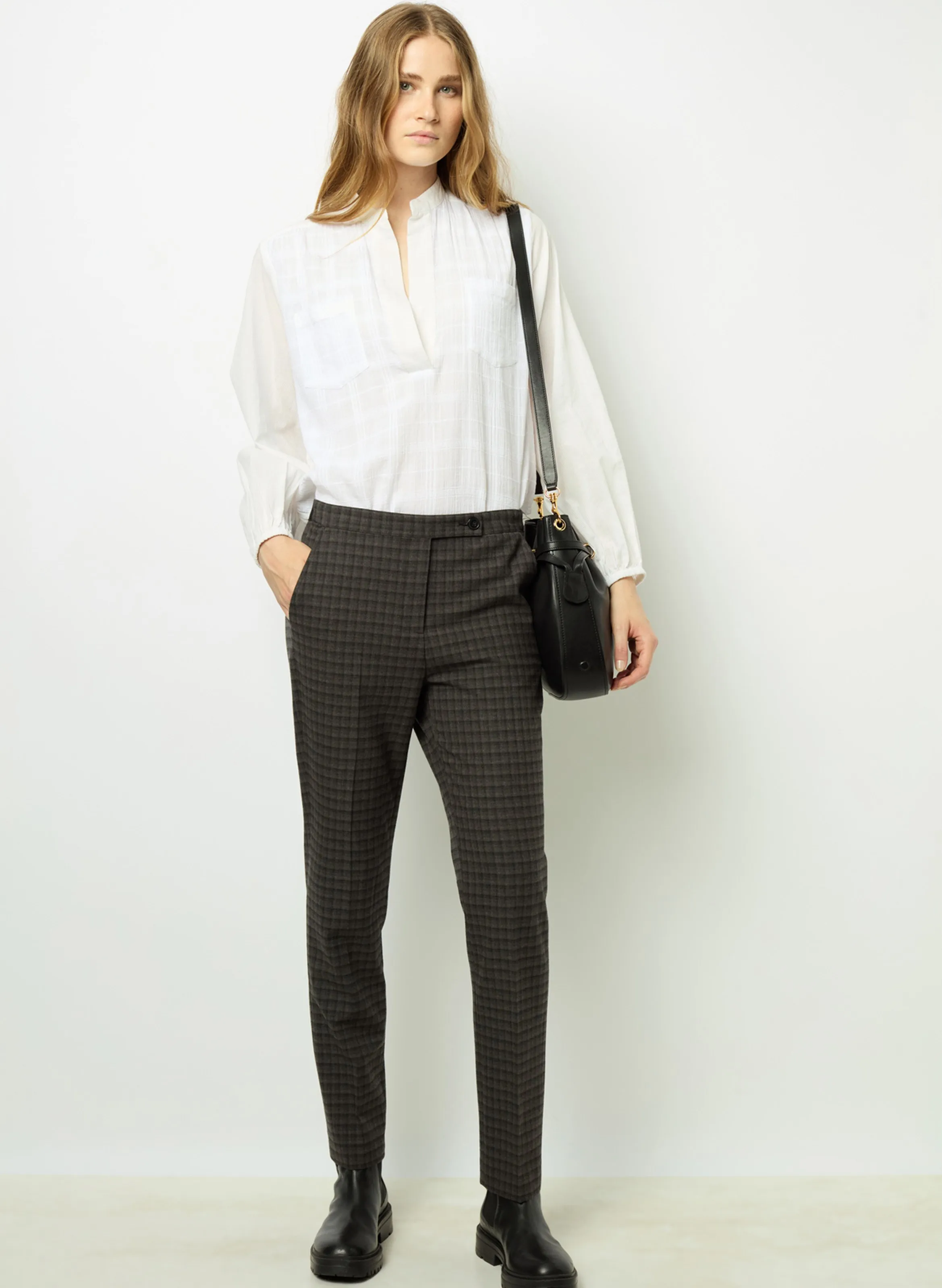  GERARD DAREL   NOELIE - Pantaloni aderenti a quadri | Grigio