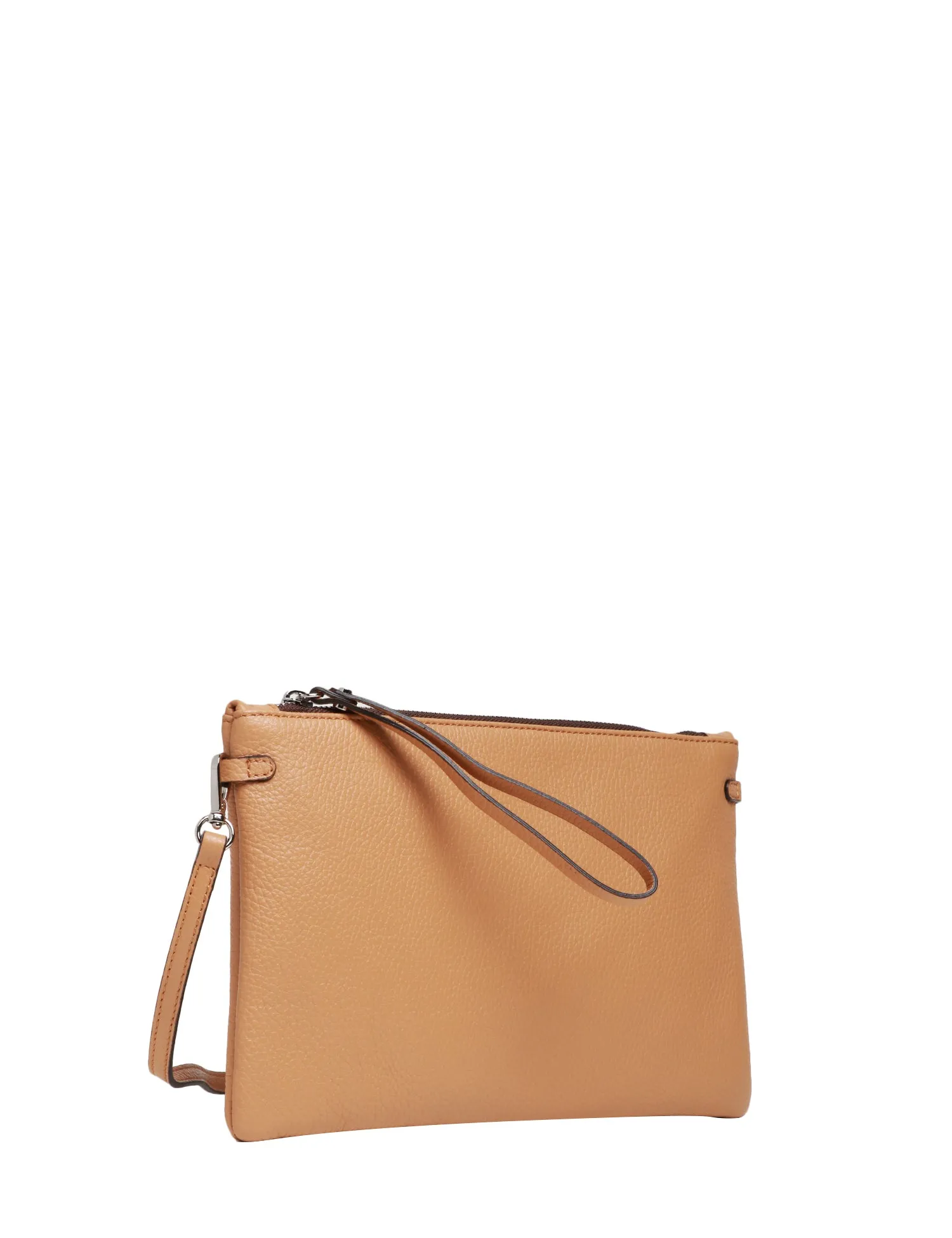 GIANNI CHIARINI BORSA DONNA GIANNI CHIARINI NATURALE HERMY MODELLO CLUTCH IN PELLE MARTELLATA CON TRACOLLA REMOVIBILE