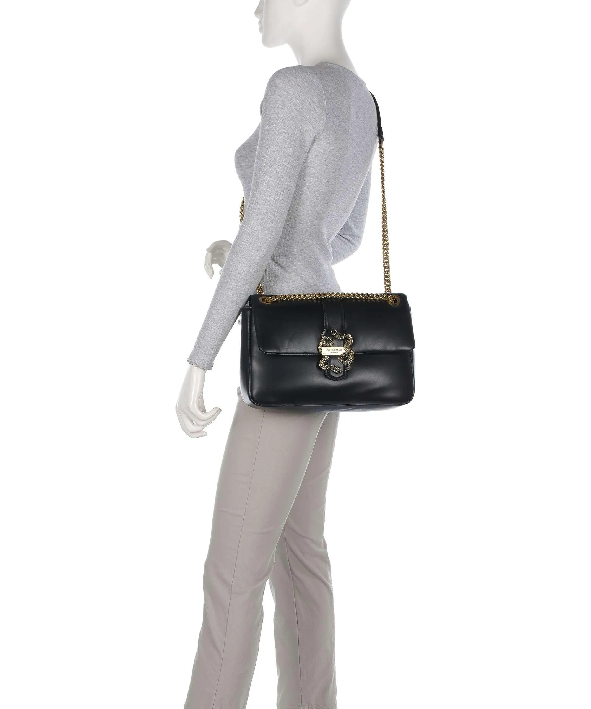  Just Cavalli Range C Style 3 Borsa a spalla pelle sintetica nero  