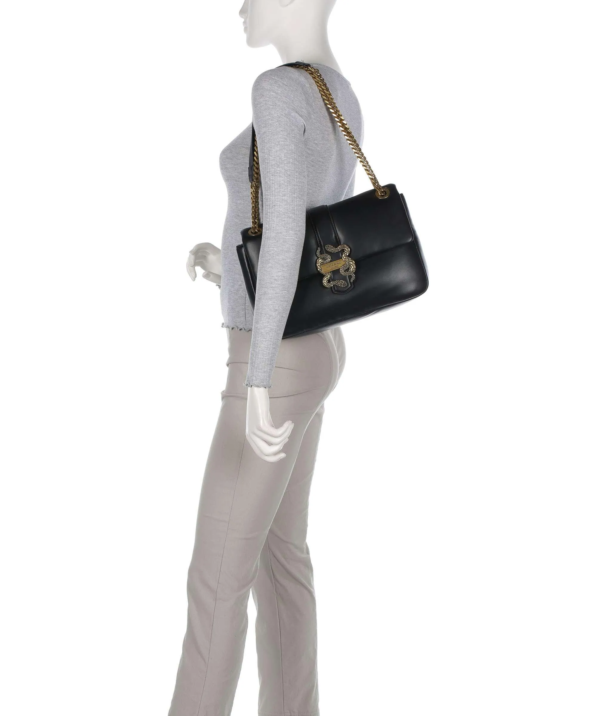  Just Cavalli Range C Style 3 Borsa a spalla pelle sintetica nero  