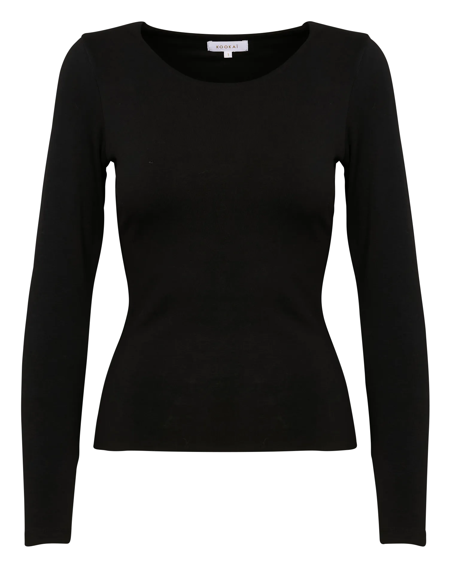  KOOKAI   CURT - Maglietta aderente con scollo tondo in cotone elasticizzato | Nero