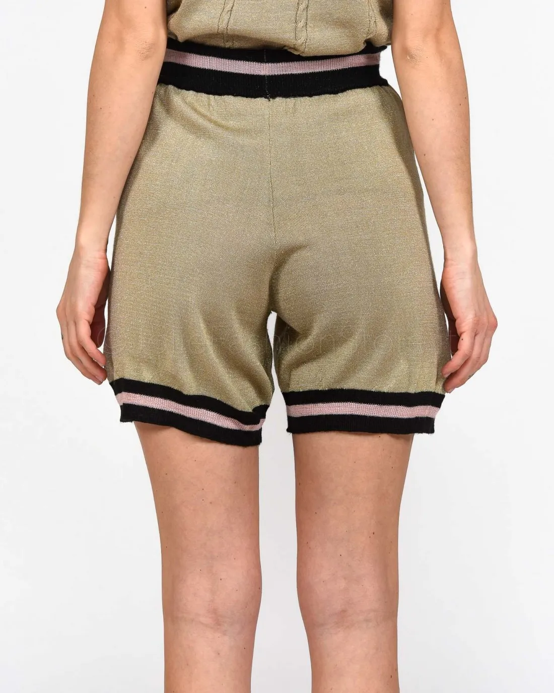 ---------------  ---------------  ---------------  ---------------  --------------Le Voliere Gold Knitwear Shorts------