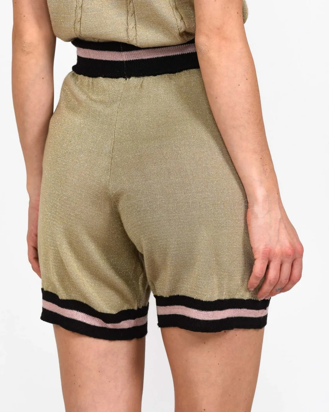 ---------------  ---------------  ---------------  ---------------  --------------Le Voliere Gold Knitwear Shorts------