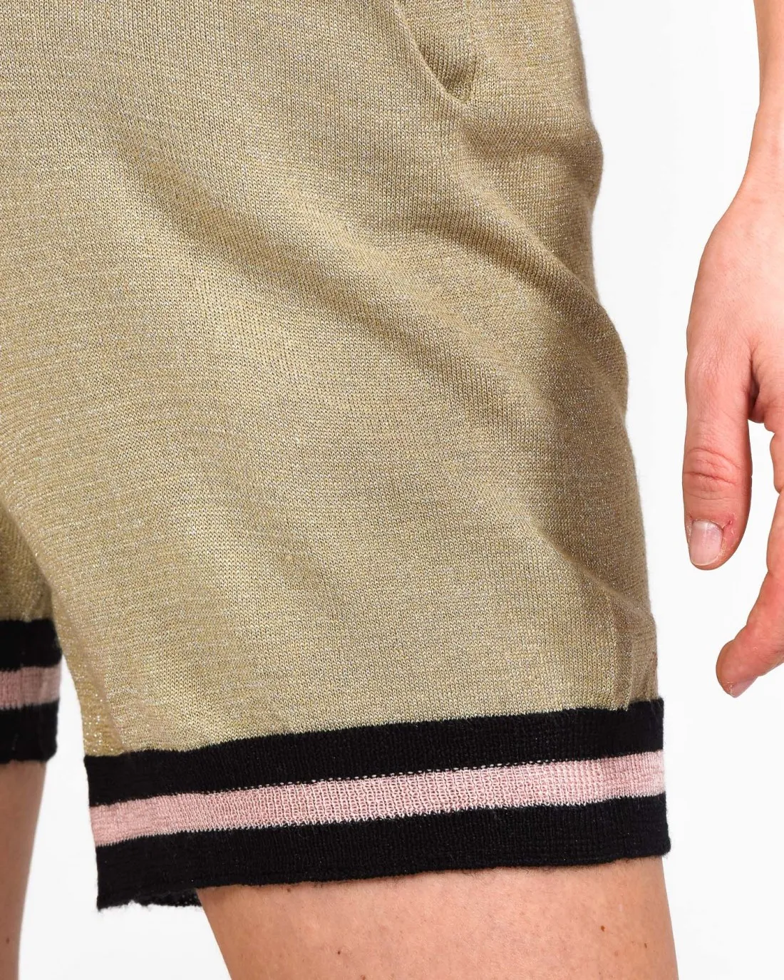 ---------------  ---------------  ---------------  ---------------  --------------Le Voliere Gold Knitwear Shorts------