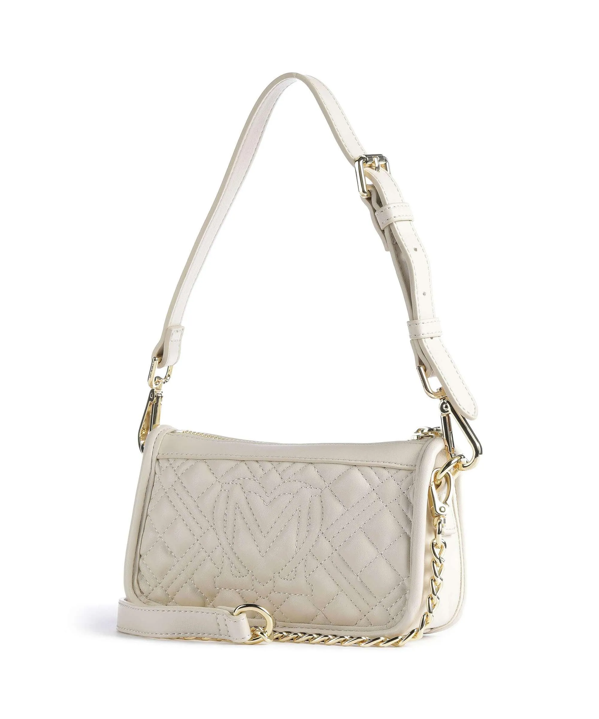  Love Moschino Quilted Borsa a spalla pelle sintetica avorio  
