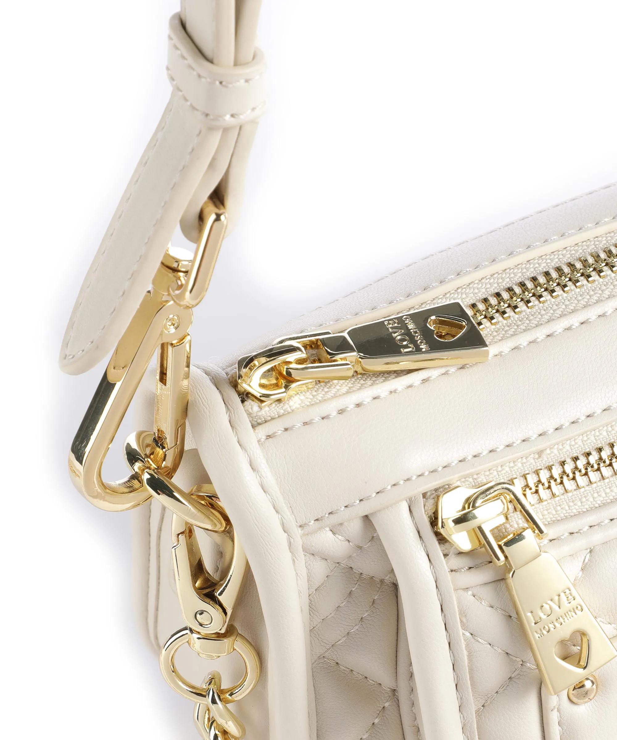  Love Moschino Quilted Borsa a spalla pelle sintetica avorio  
