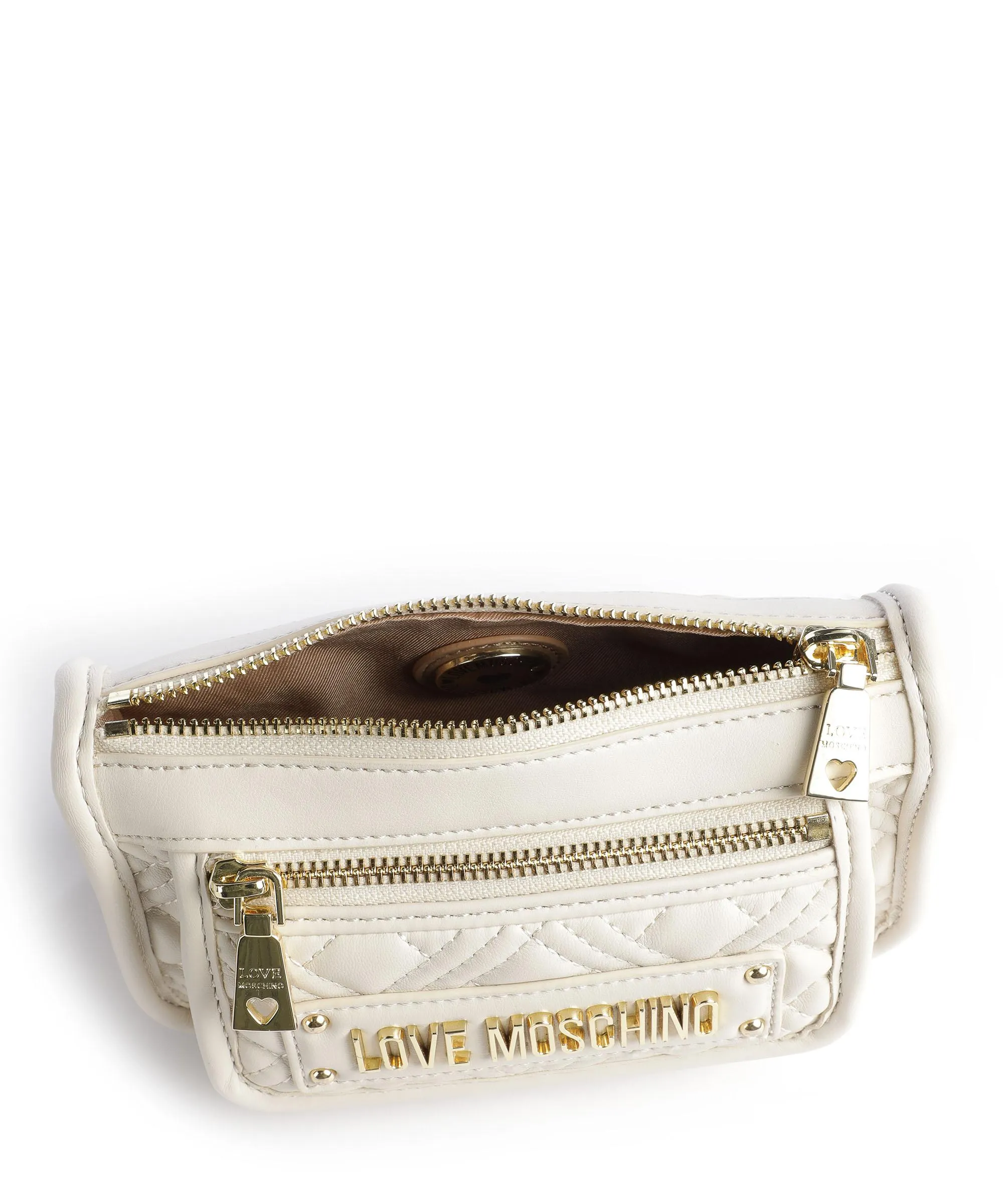  Love Moschino Quilted Borsa a spalla pelle sintetica avorio  