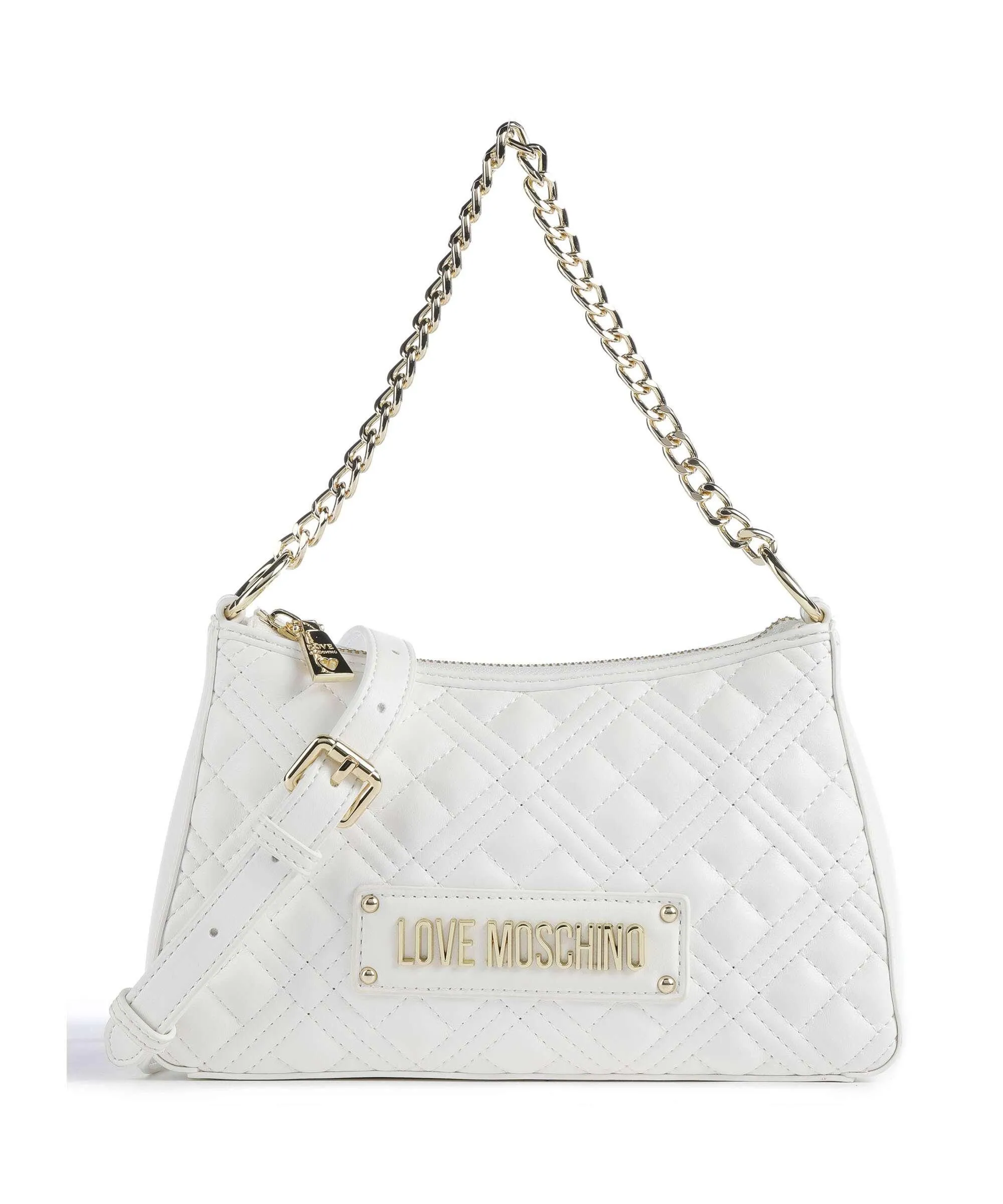  Love Moschino Quilted Borsa a spalla pelle sintetica bianco  