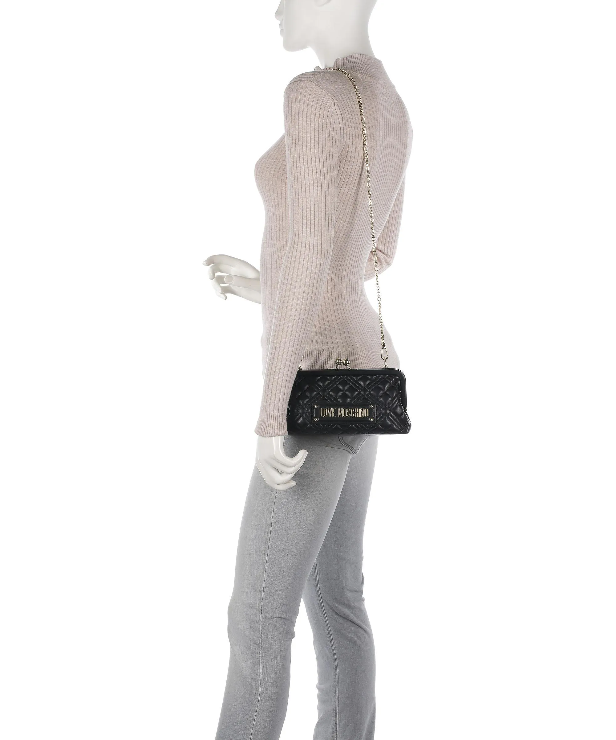  Love Moschino Quilted Borsa a tracolla pelle sintetica nero  