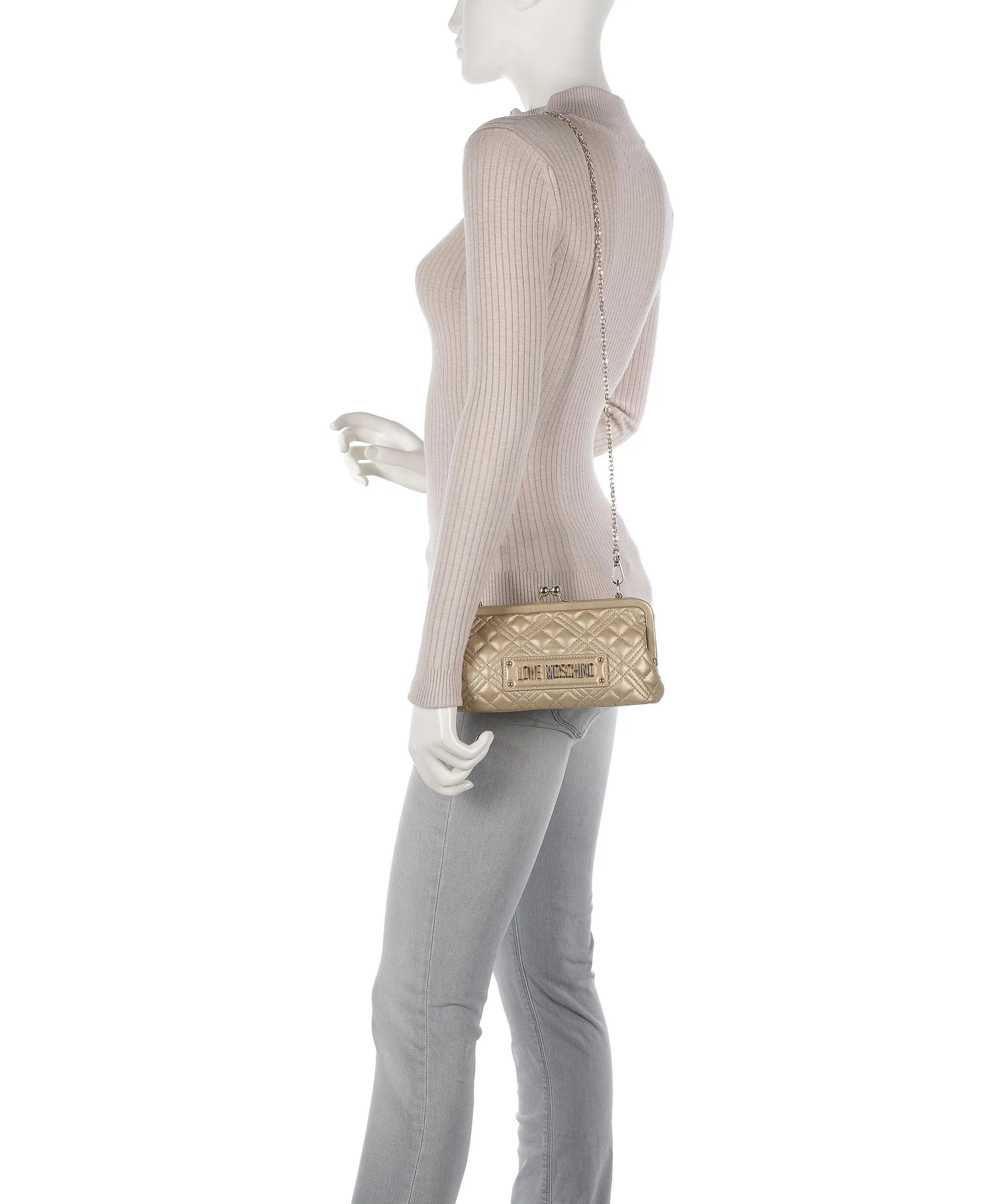  Love Moschino Quilted Borsa a tracolla pelle sintetica oro  