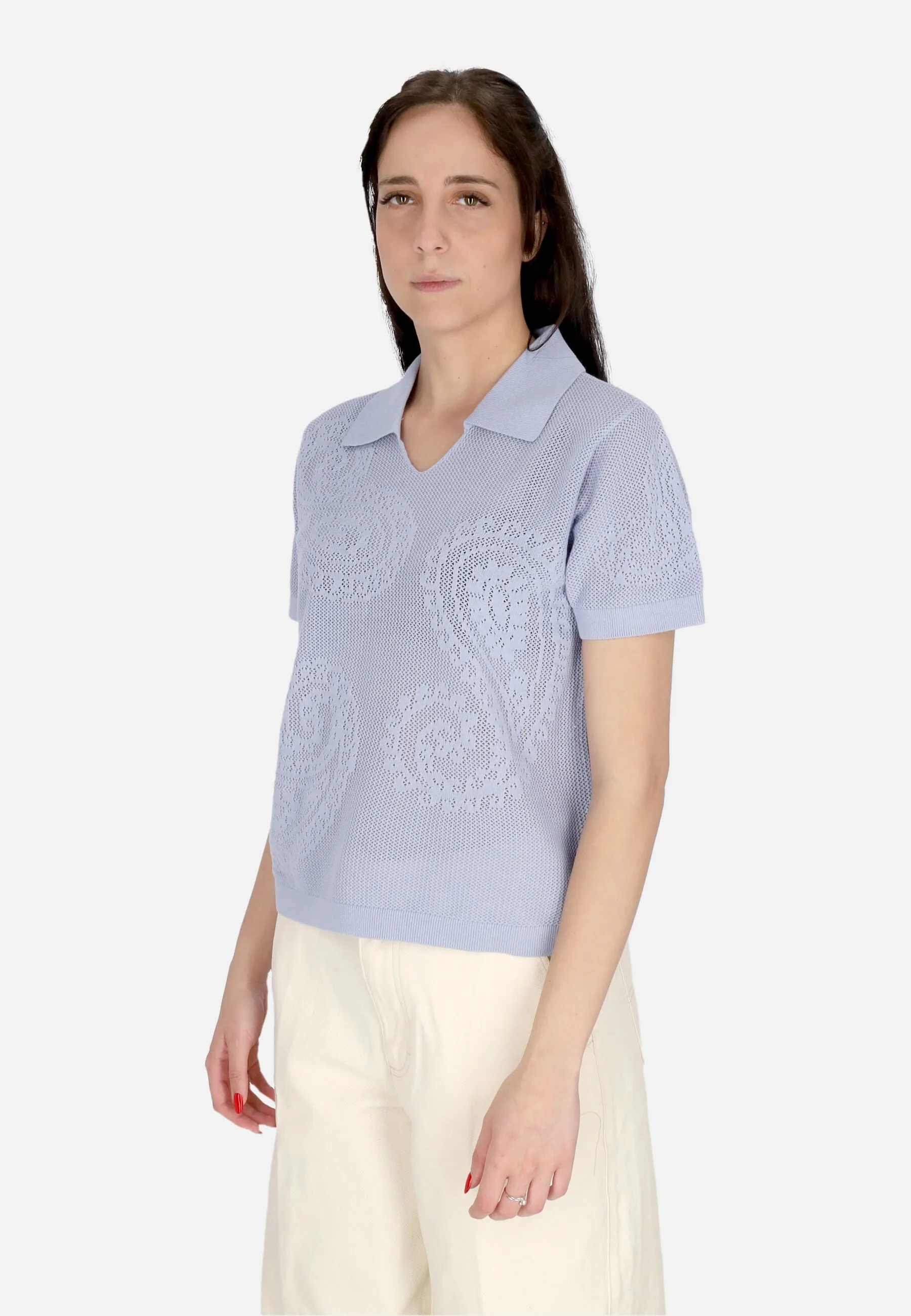 Maglietta Donna W Briana Open Knit Shirt Hydrangea