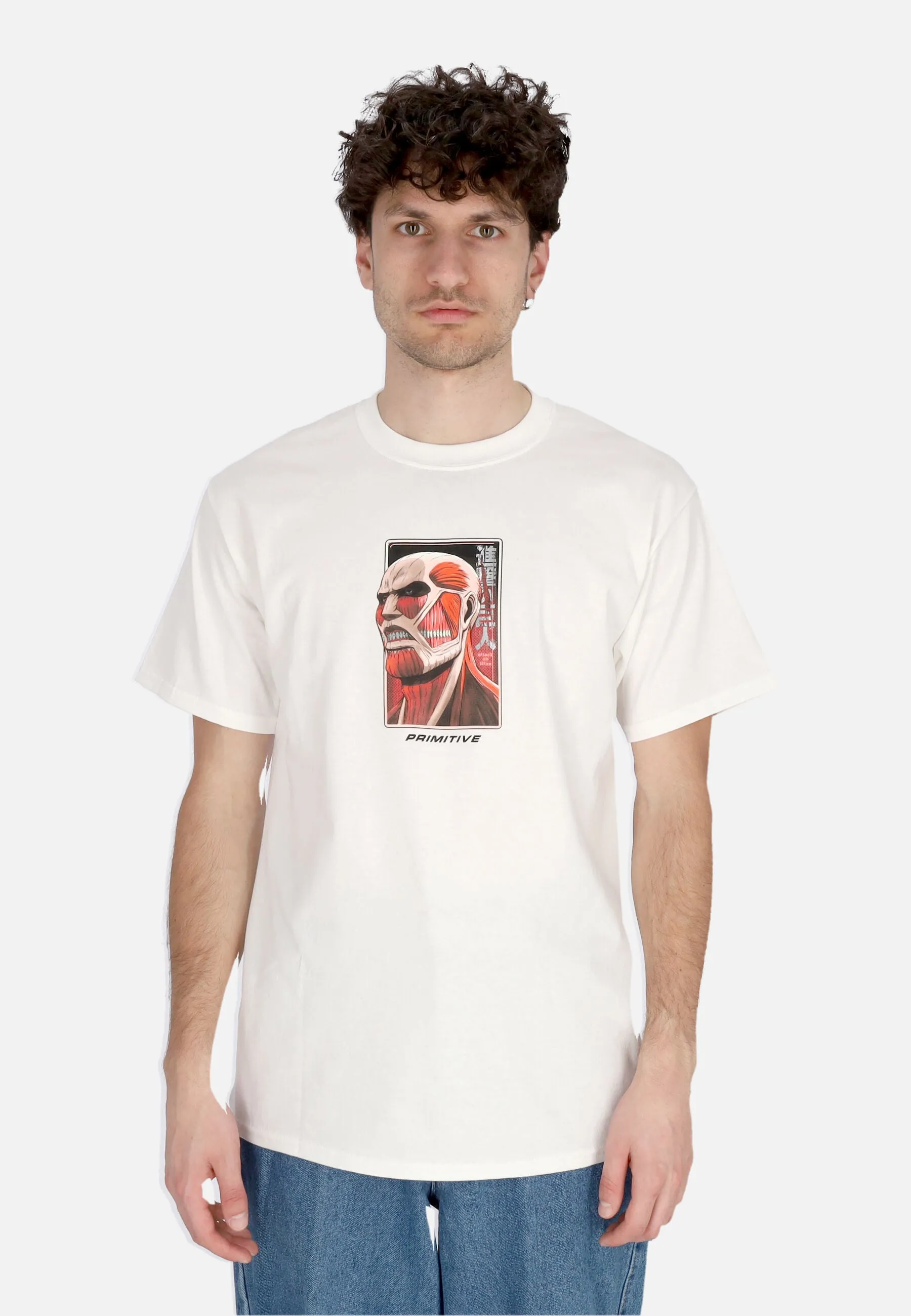 Maglietta Uomo Colossal Dirty P Tee X Attack On Titan White