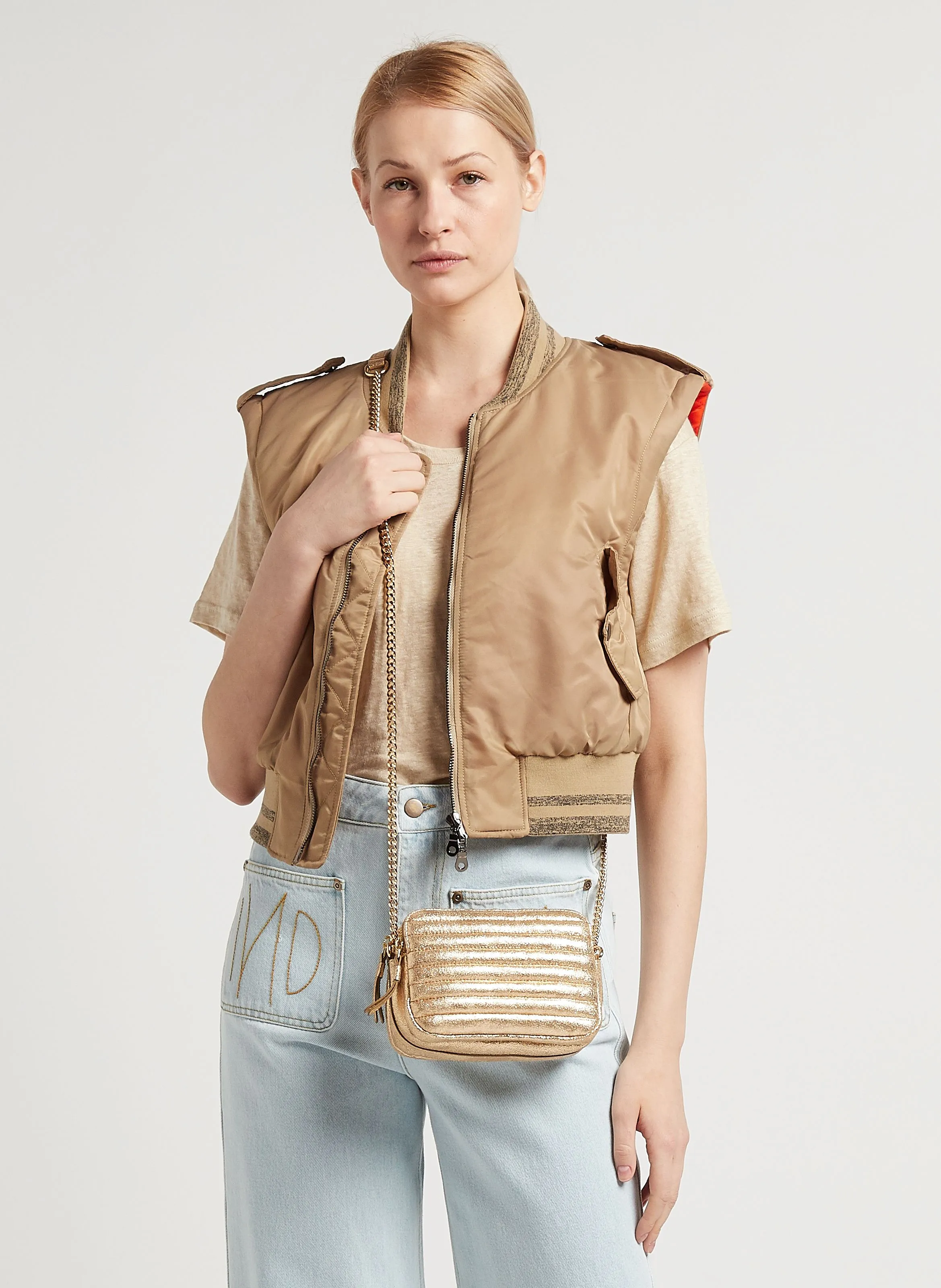  MAISON 123   FLAVIE MINI - Borsa a tracolla in pelle | Dorato
