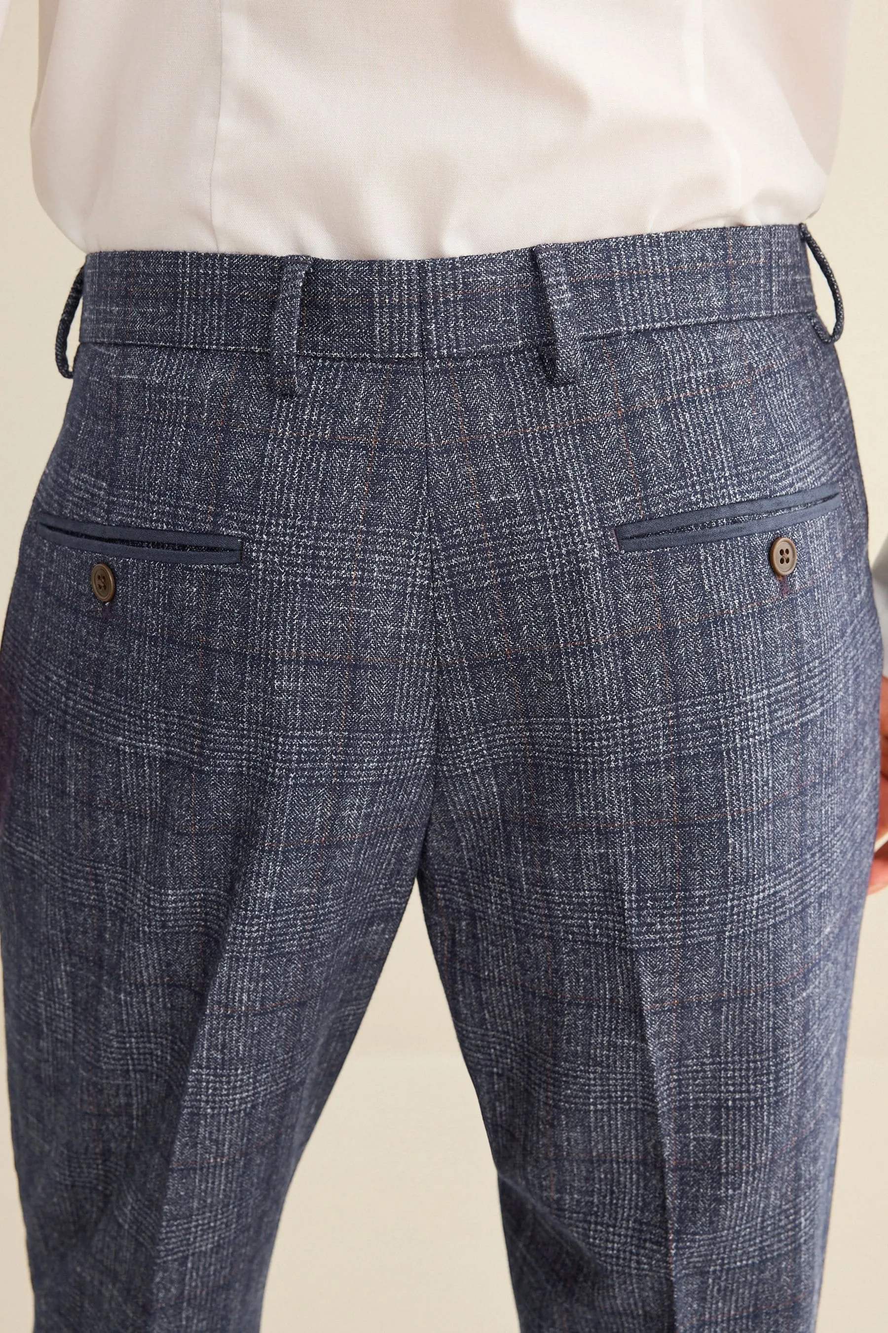 Navy  - Vestibilità attillata / Slim da A quadri: Pantaloni