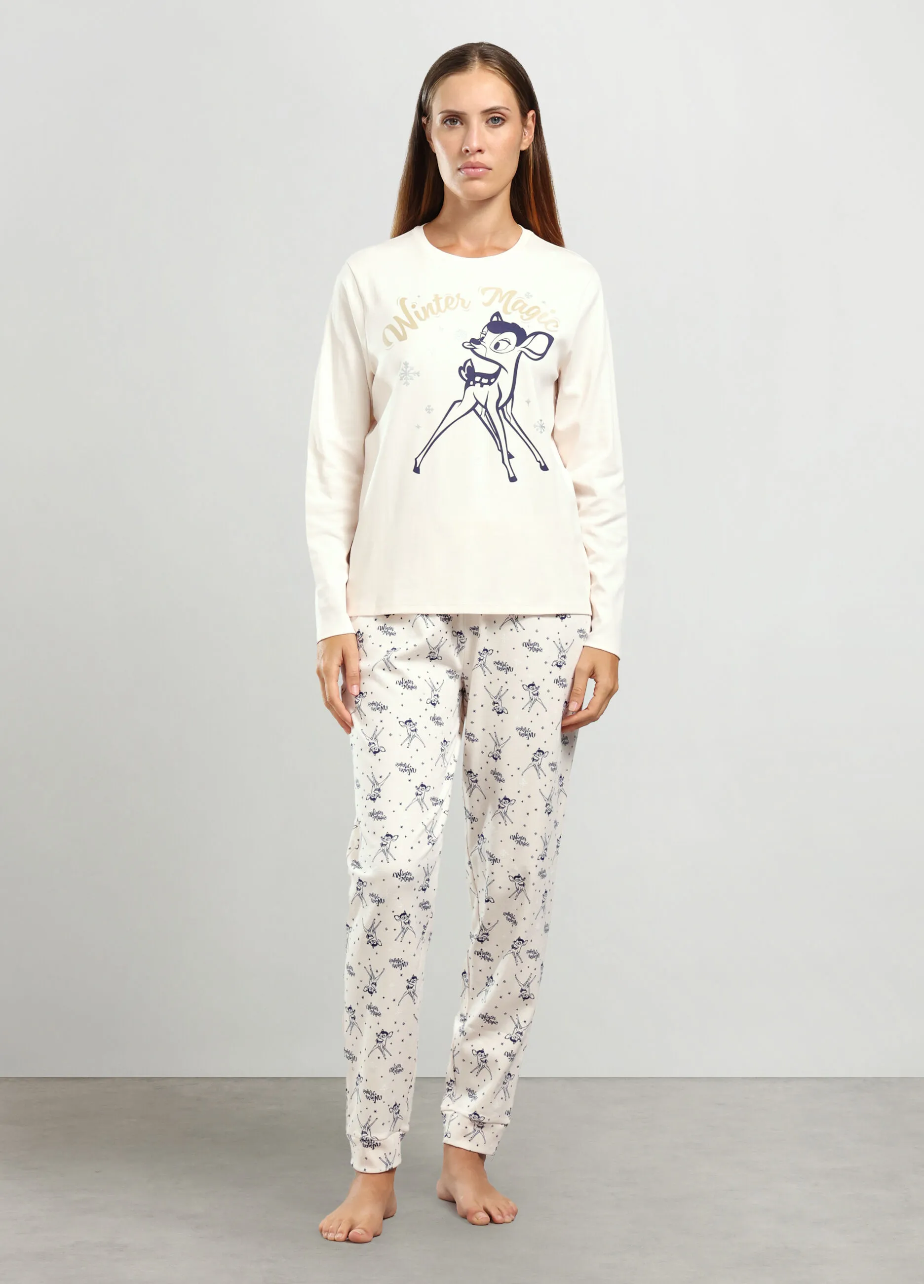 NYMOS  Set pigiama lungo in interlock di puro cotone donna