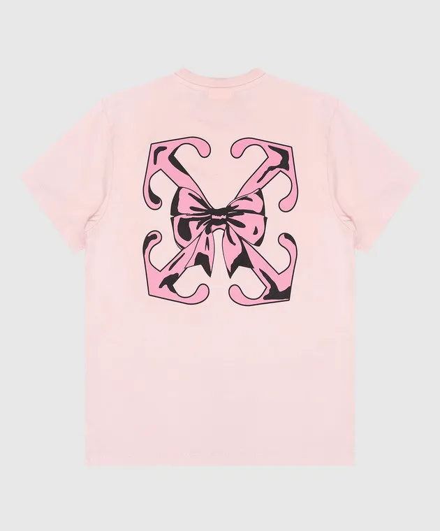 Off-White T-shirt rosa da bambino con stampa Arrow Bow OGAA001F24JER005