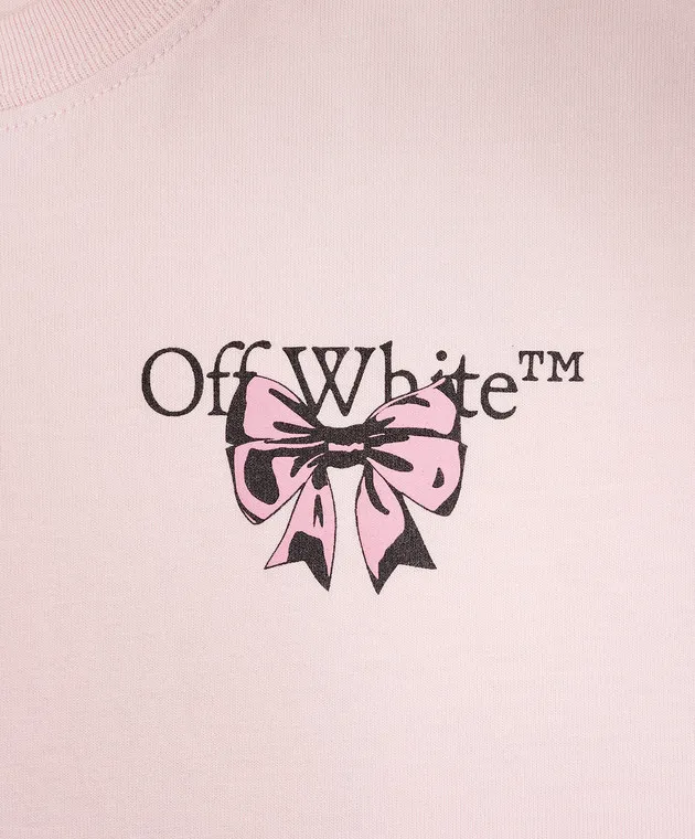 Off-White T-shirt rosa da bambino con stampa Arrow Bow OGAA001F24JER005