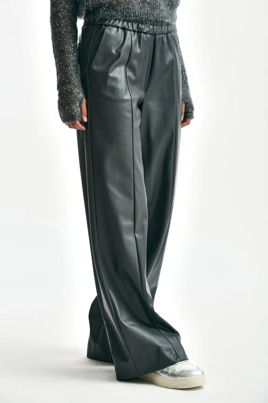 Pantalone in ecopelle grigio scuro 
