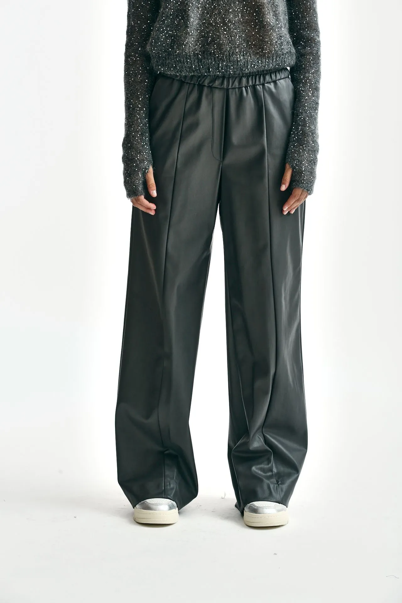 Pantalone in ecopelle grigio scuro 