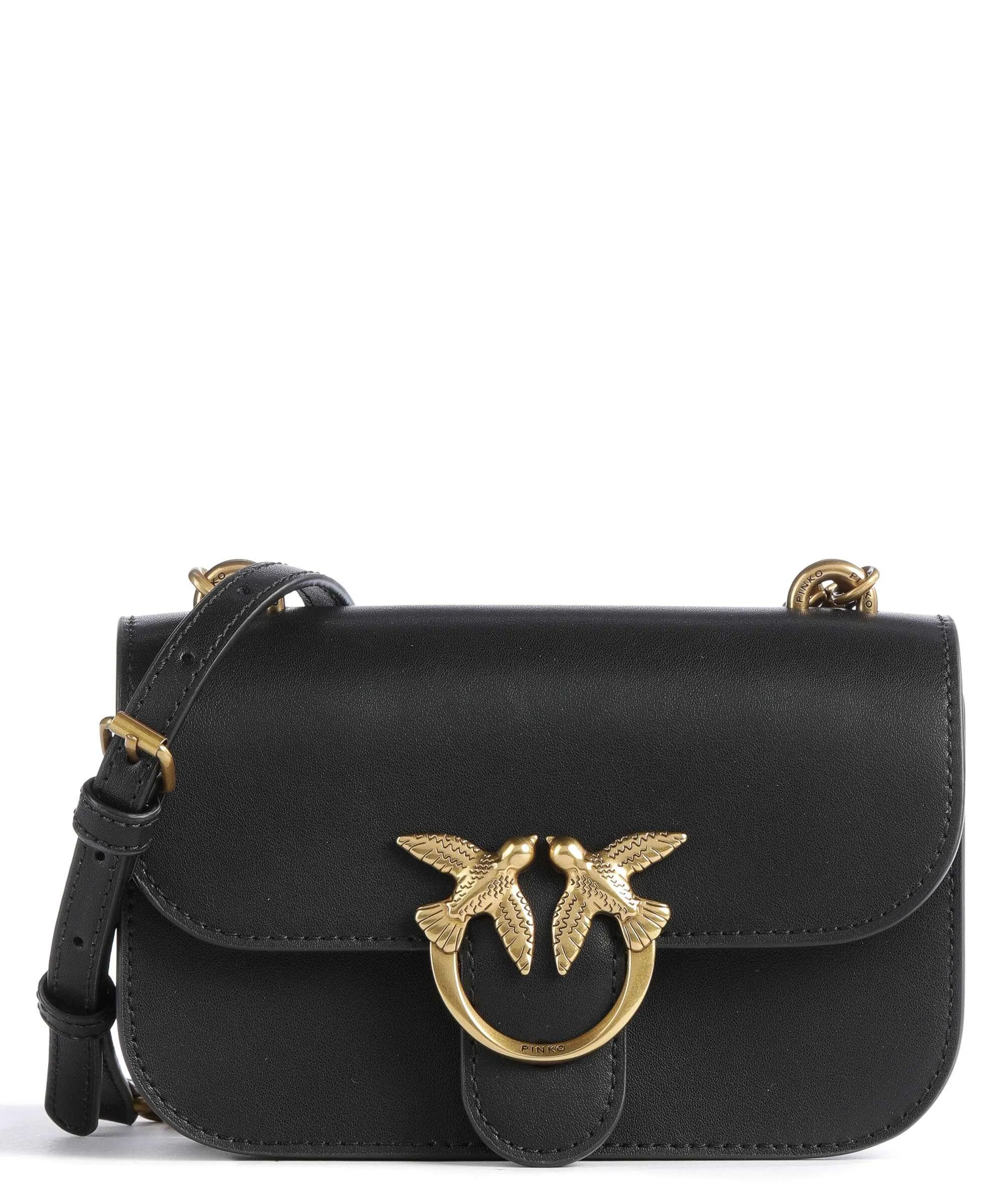  Pinko Love Bell Mini Borsa a tracolla pelle a grana fine nero  