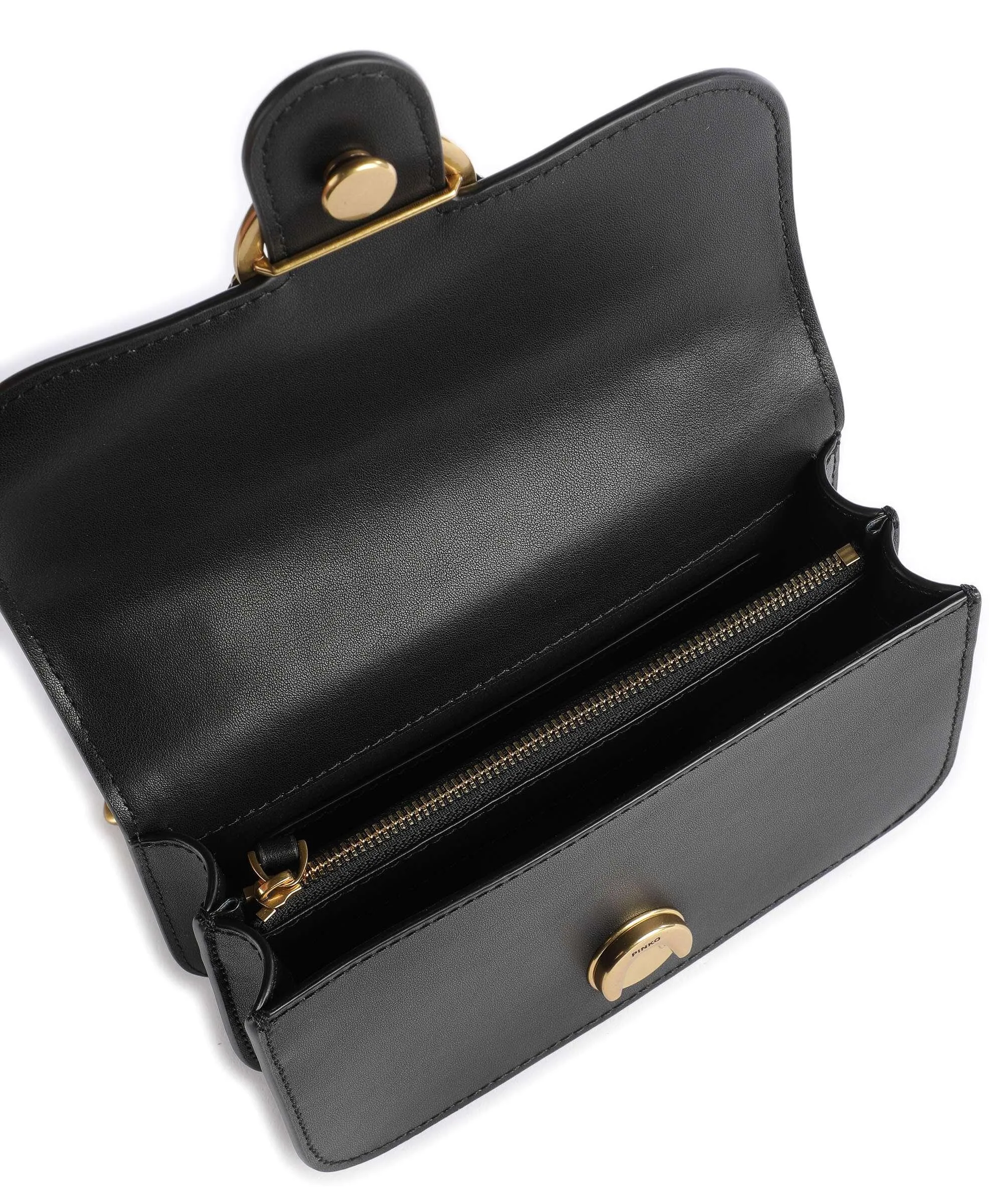  Pinko Love Bell Mini Borsa a tracolla pelle a grana fine nero  